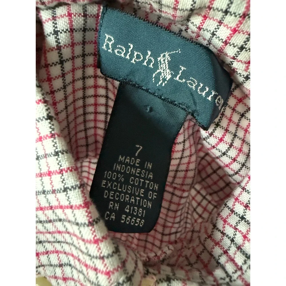 Ralph Lauren‎ Kids Button Down Shirt Plaid Checkered Long Sleeve Boys Size 7